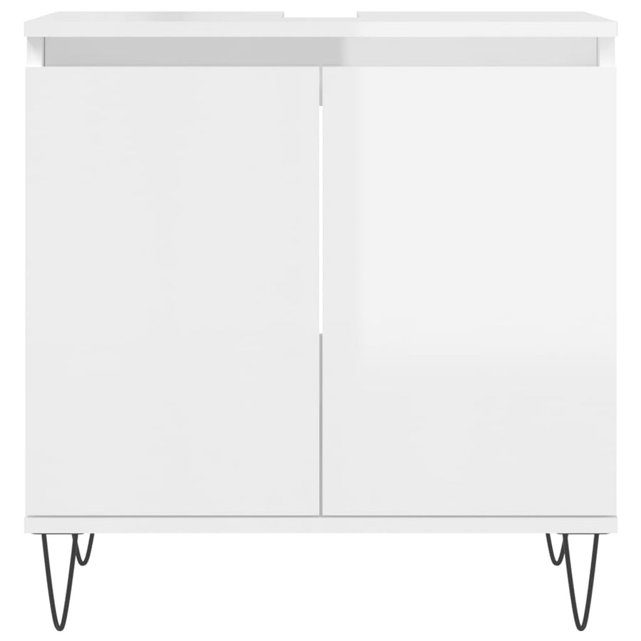 Badkamerkast 58X33X60 Cm Bewerkt Hout Hoogglans wit