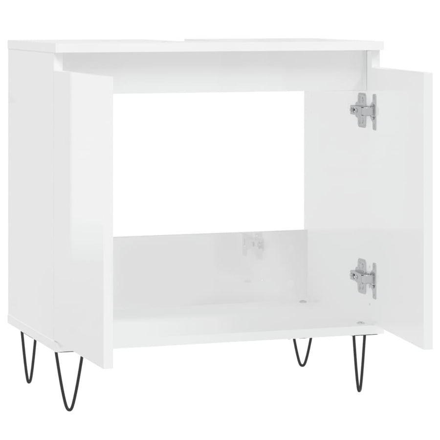 Badkamerkast 58X33X60 Cm Bewerkt Hout Hoogglans wit