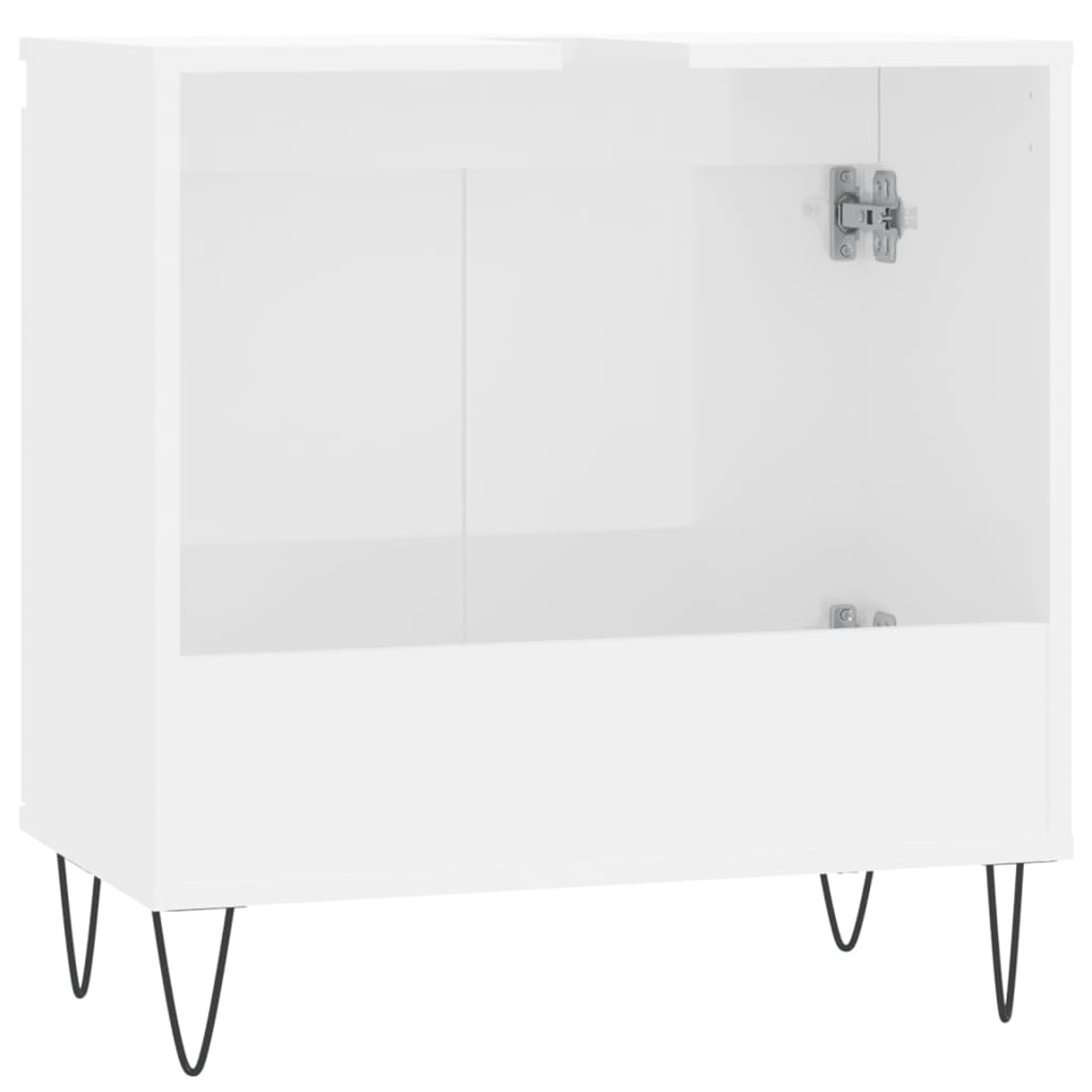 Badkamerkast 58X33X60 Cm Bewerkt Hout Hoogglans wit