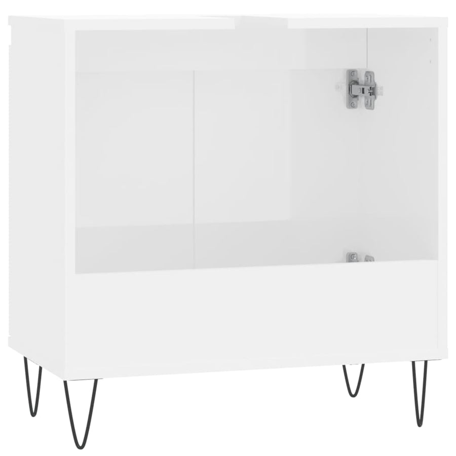 Badkamerkast 58X33X60 Cm Bewerkt Hout Hoogglans wit