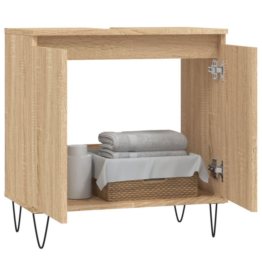 Badkamerkast 58X33X60 Cm Bewerkt Hout Kleurig Sonoma eiken