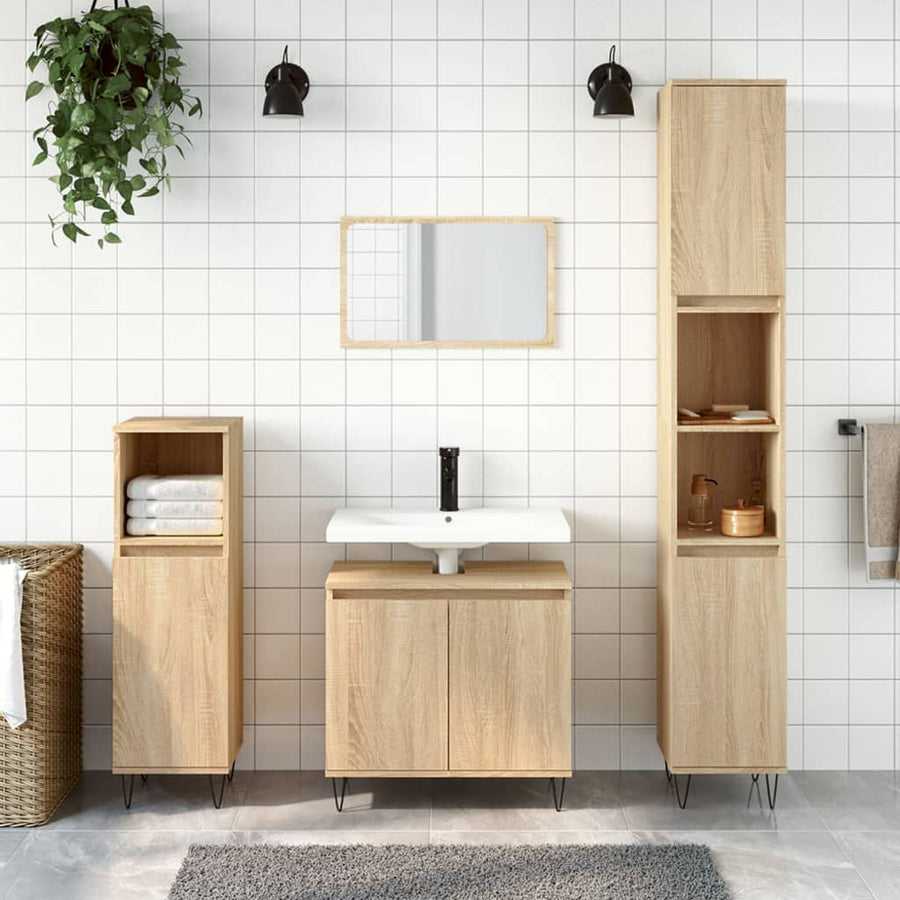 Badkamerkast 58X33X60 Cm Bewerkt Hout Kleurig Sonoma eiken