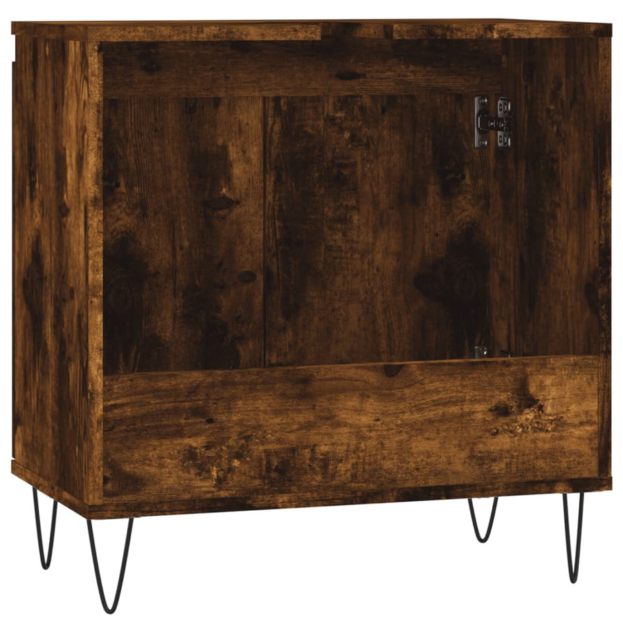 Badkamerkast 58X33X60 Cm Bewerkt Hout Kleurig Gerookt eiken