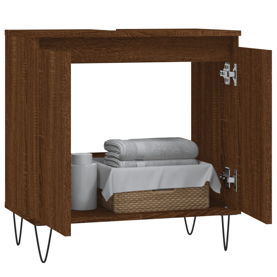 Badkamerkast 58X33X60 Cm Bewerkt Hout bruin eikenkleur
