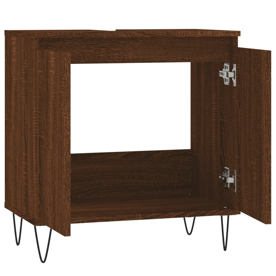 Badkamerkast 58X33X60 Cm Bewerkt Hout bruin eikenkleur