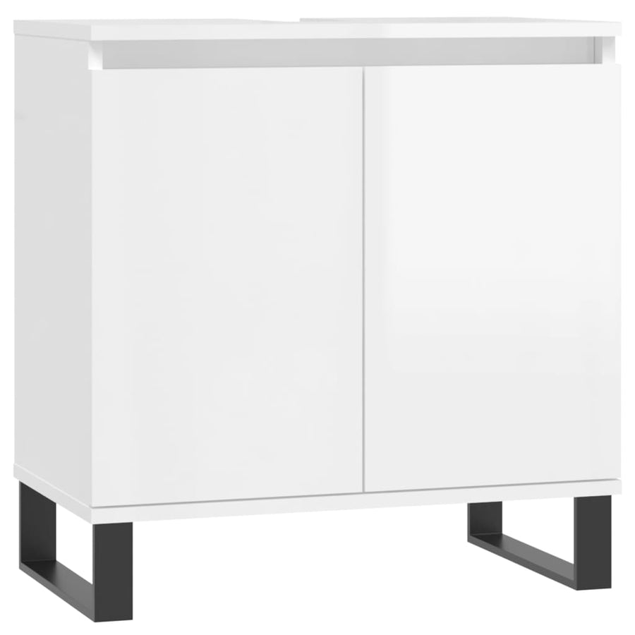 Badkamerkast 58X33X60 Cm Bewerkt Hout Hoogglans wit