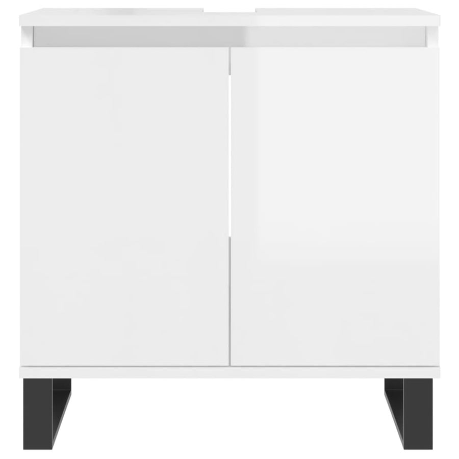 Badkamerkast 58X33X60 Cm Bewerkt Hout Hoogglans wit