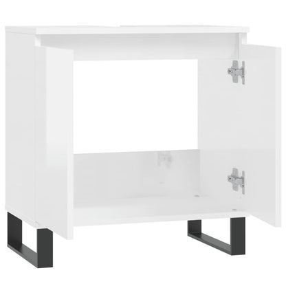 Badkamerkast 58X33X60 Cm Bewerkt Hout Hoogglans wit