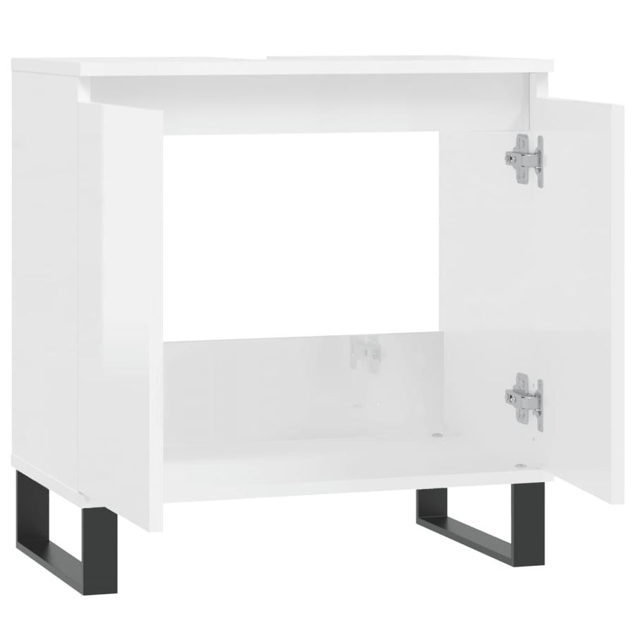 Badkamerkast 58X33X60 Cm Bewerkt Hout Hoogglans wit