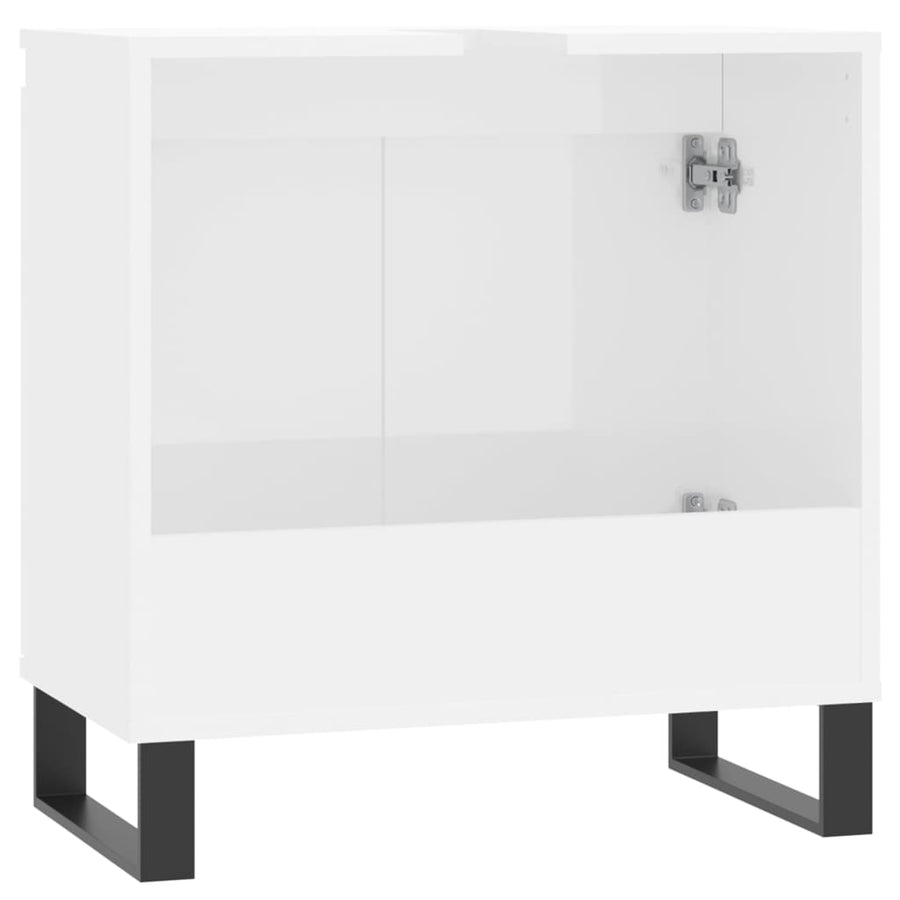 Badkamerkast 58X33X60 Cm Bewerkt Hout Hoogglans wit