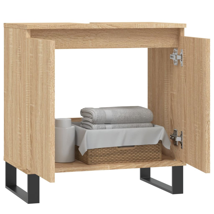 Badkamerkast 58X33X60 Cm Bewerkt Hout Kleurig Sonoma eiken
