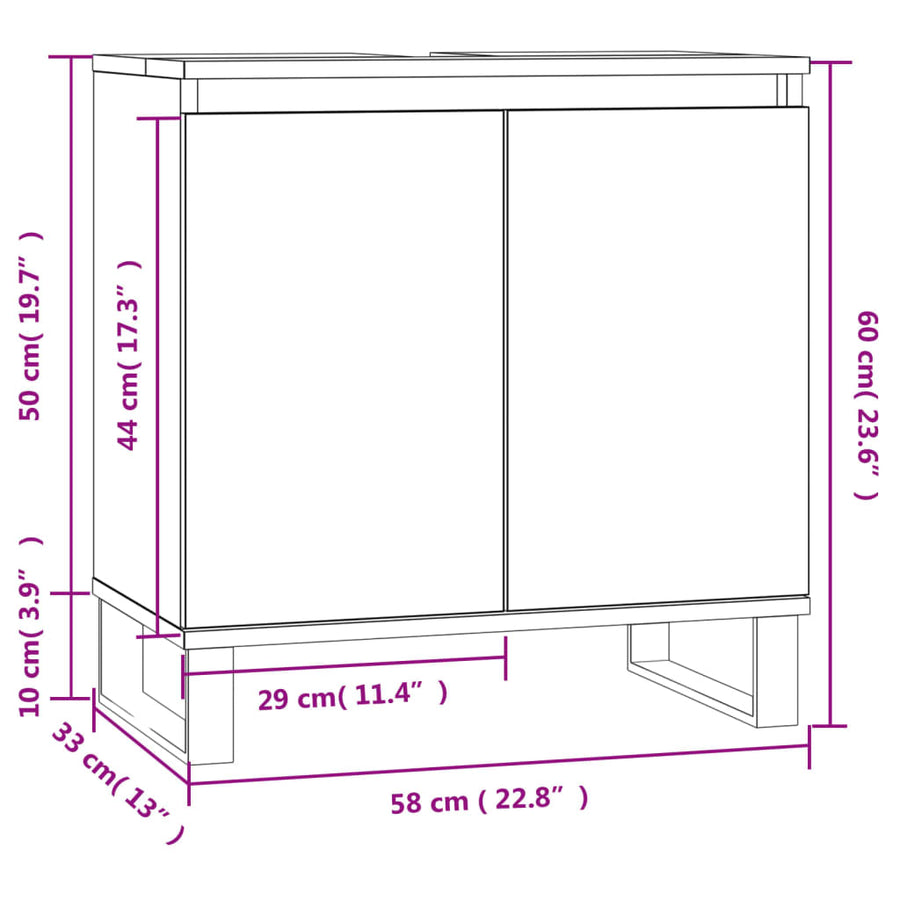 Badkamerkast 58X33X60 Cm Bewerkt Hout Kleurig Sonoma eiken