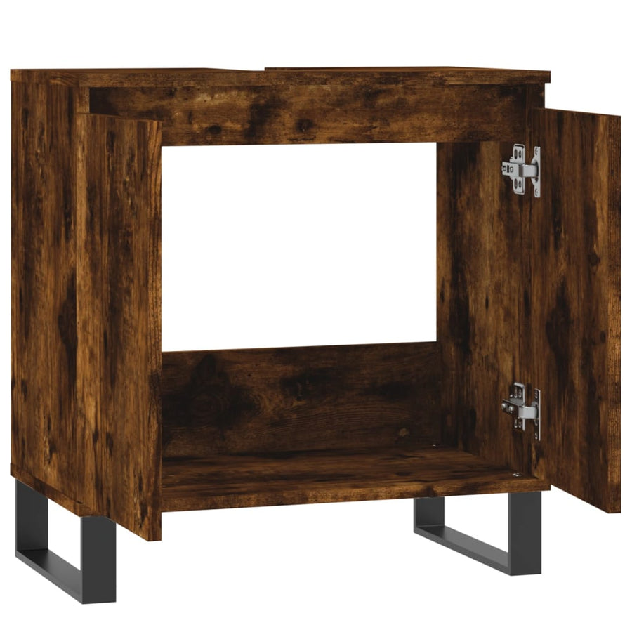 Badkamerkast 58X33X60 Cm Bewerkt Hout Kleurig Gerookt eiken