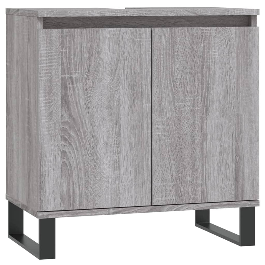 Badkamerkast 58X33X60 Cm Bewerkt Hout Eikenkleurig Grijs sonoma