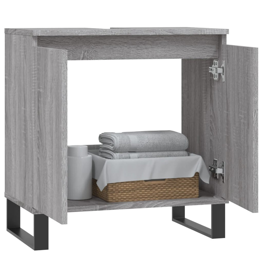 Badkamerkast 58X33X60 Cm Bewerkt Hout Eikenkleurig Grijs sonoma