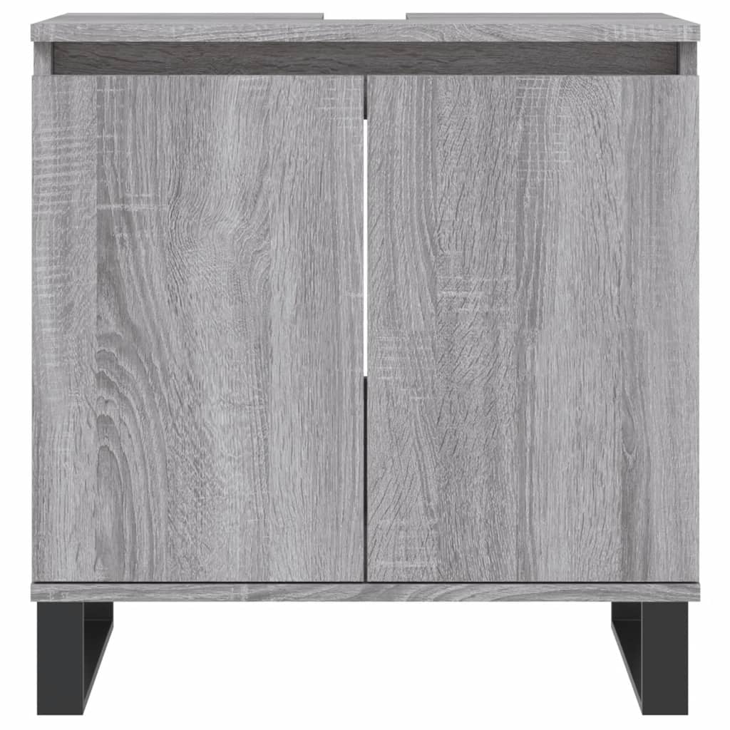 Badkamerkast 58X33X60 Cm Bewerkt Hout Eikenkleurig Grijs sonoma