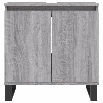 Badkamerkast 58X33X60 Cm Bewerkt Hout Eikenkleurig Grijs sonoma