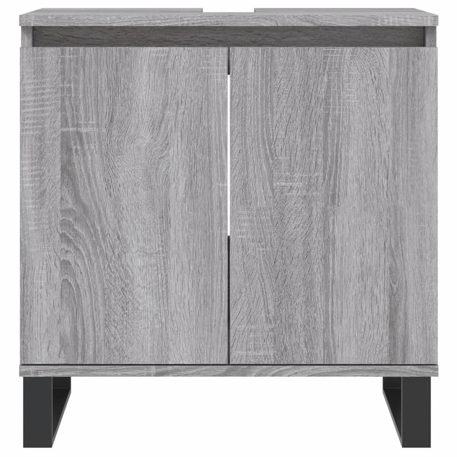 Badkamerkast 58X33X60 Cm Bewerkt Hout Eikenkleurig Grijs sonoma