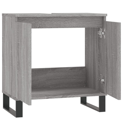 Badkamerkast 58X33X60 Cm Bewerkt Hout Eikenkleurig Grijs sonoma