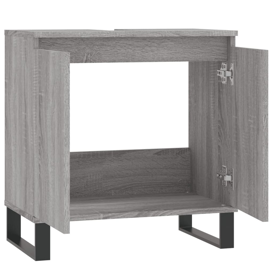 Badkamerkast 58X33X60 Cm Bewerkt Hout Eikenkleurig Grijs sonoma
