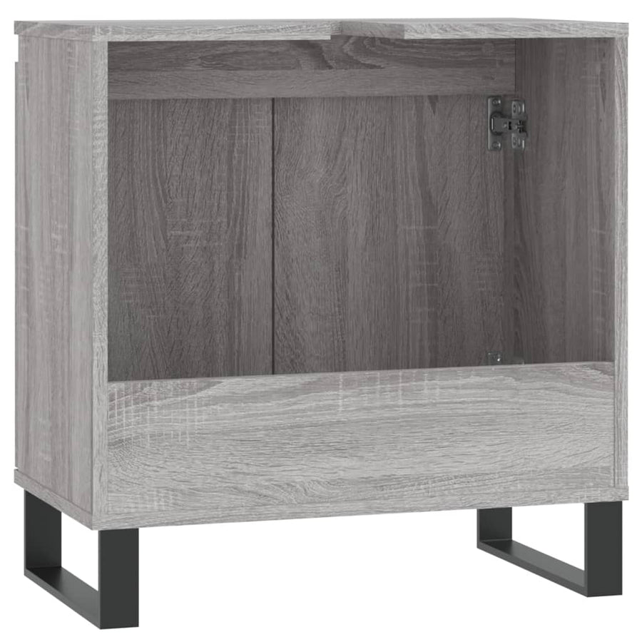 Badkamerkast 58X33X60 Cm Bewerkt Hout Eikenkleurig Grijs sonoma