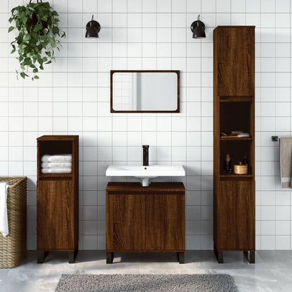 Badkamerkast 58X33X60 Cm Bewerkt Hout bruin eikenkleur