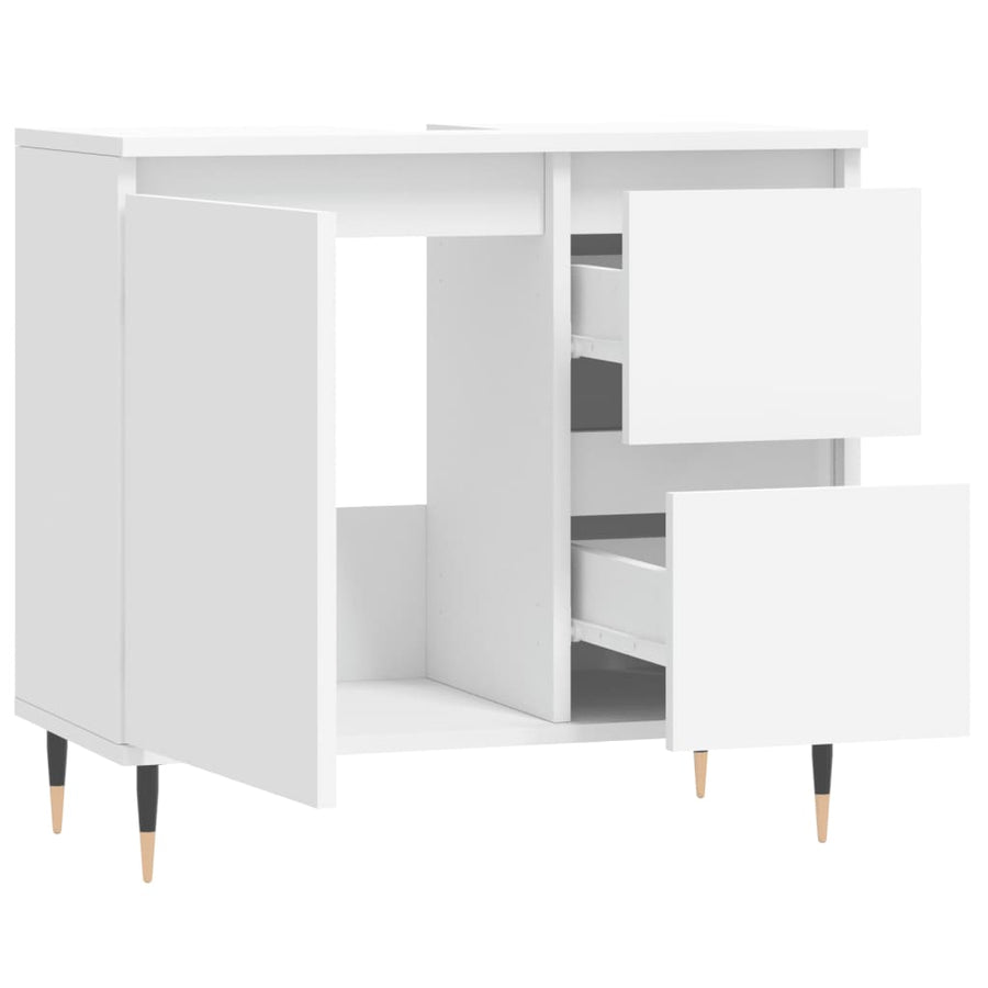 Badkamerkast 65X33X60 Cm Bewerkt Hout Wit