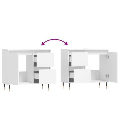 Badkamerkast 65X33X60 Cm Bewerkt Hout Wit