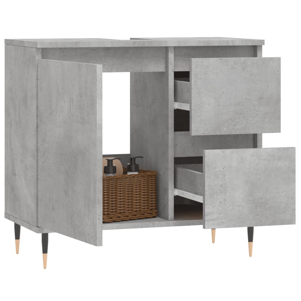 Badkamerkast 65X33X60 Cm Bewerkt Hout Betongrijs
