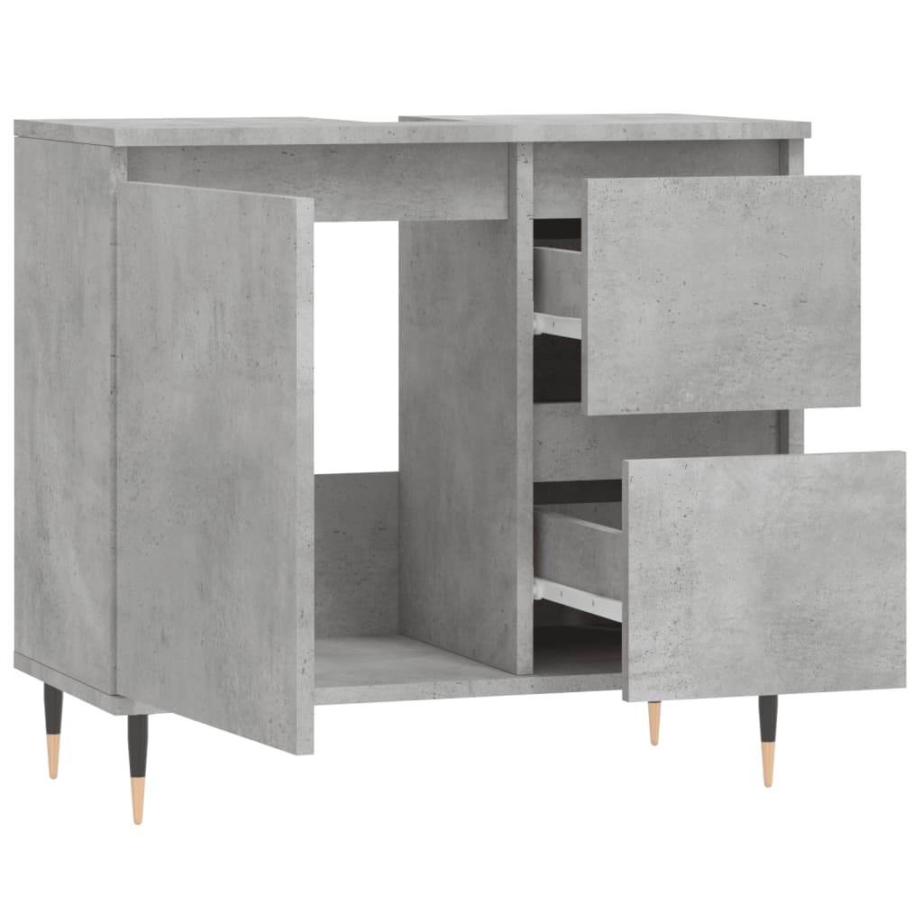 Badkamerkast 65X33X60 Cm Bewerkt Hout Betongrijs