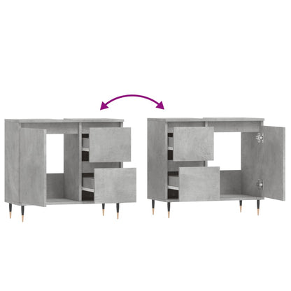 Badkamerkast 65X33X60 Cm Bewerkt Hout Betongrijs