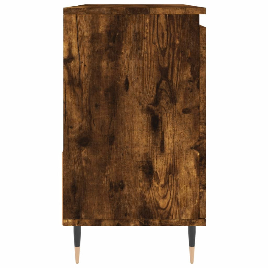 Badkamerkast 65X33X60 Cm Bewerkt Hout Kleurig Gerookt eiken