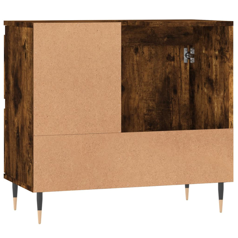 Badkamerkast 65X33X60 Cm Bewerkt Hout Kleurig Gerookt eiken