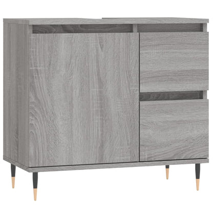 Badkamerkast 65X33X60 Cm Bewerkt Hout Eikenkleurig Grijs sonoma