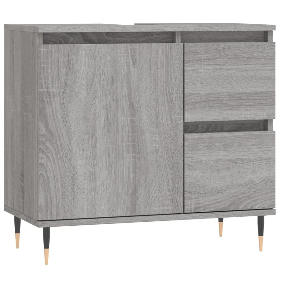 Badkamerkast 65X33X60 Cm Bewerkt Hout Eikenkleurig Grijs sonoma