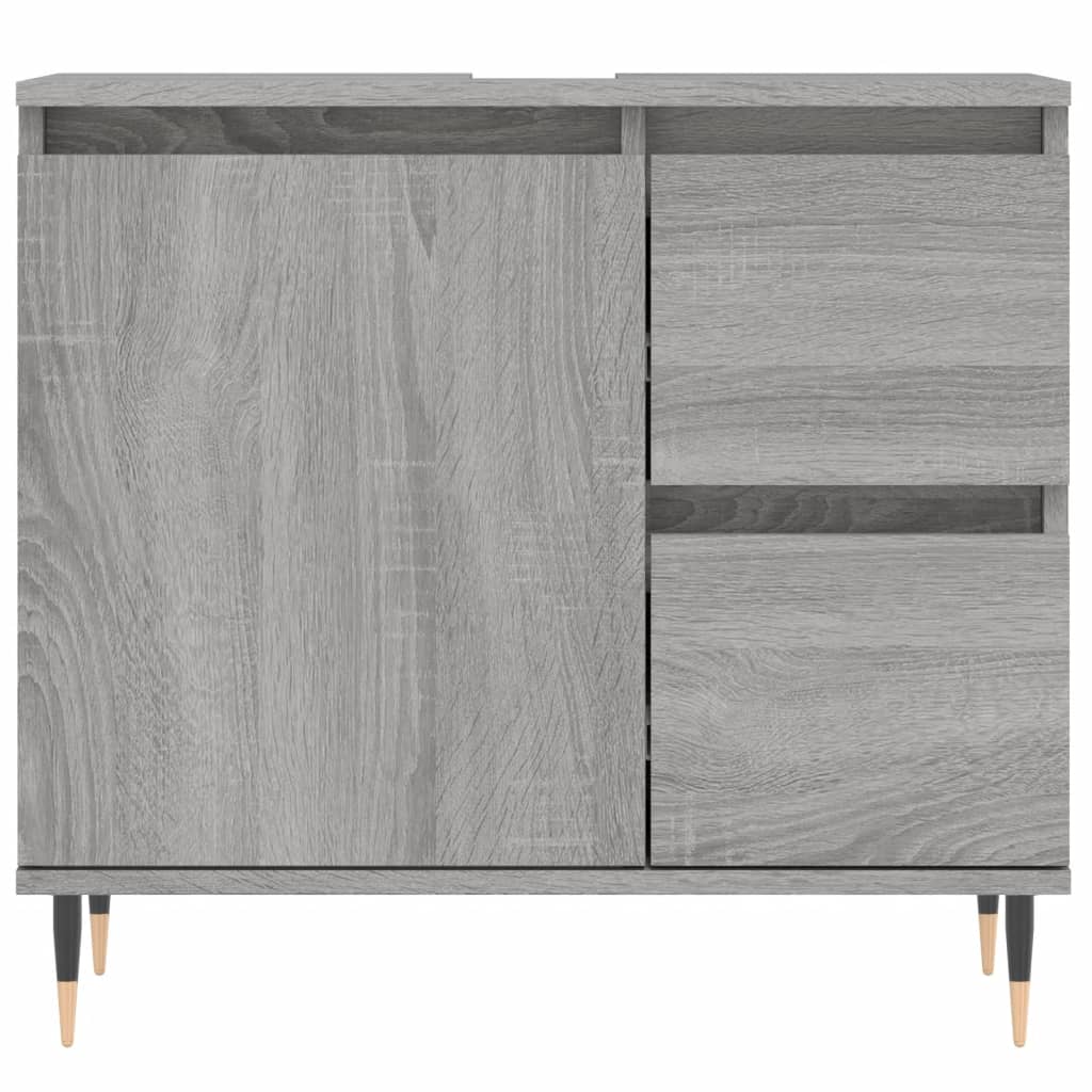 Badkamerkast 65X33X60 Cm Bewerkt Hout Eikenkleurig Grijs sonoma