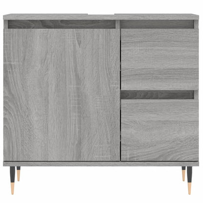 Badkamerkast 65X33X60 Cm Bewerkt Hout Eikenkleurig Grijs sonoma
