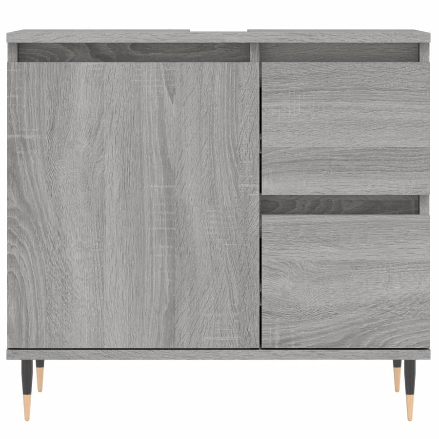 Badkamerkast 65X33X60 Cm Bewerkt Hout Eikenkleurig Grijs sonoma