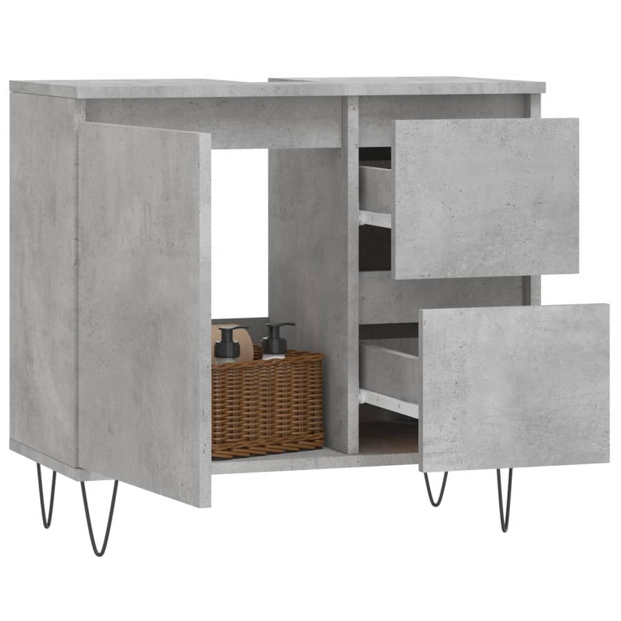 Badkamerkast 65X33X60 Cm Bewerkt Hout Betongrijs