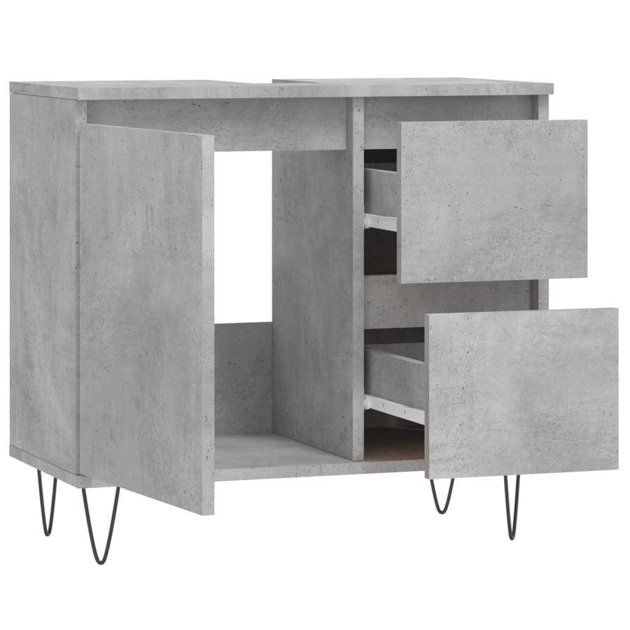 Badkamerkast 65X33X60 Cm Bewerkt Hout Betongrijs