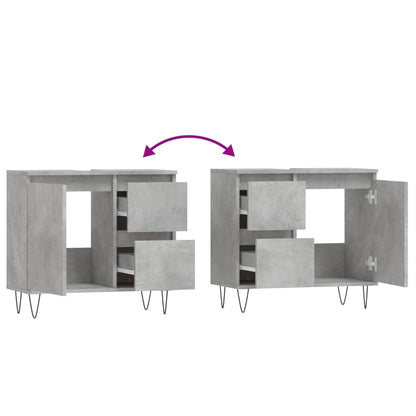 Badkamerkast 65X33X60 Cm Bewerkt Hout Betongrijs
