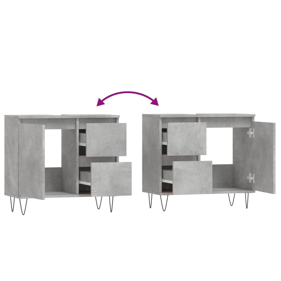 Badkamerkast 65X33X60 Cm Bewerkt Hout Betongrijs