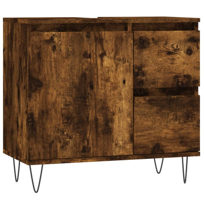 Badkamerkast 65X33X60 Cm Bewerkt Hout Kleurig Gerookt eiken