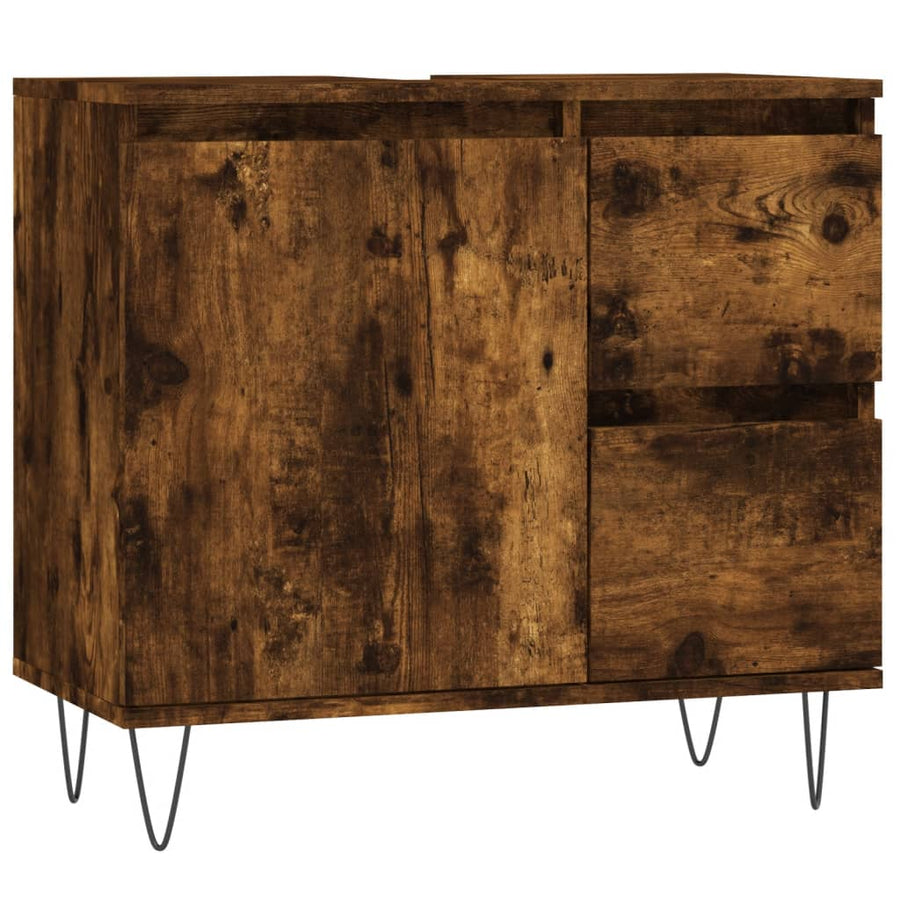 Badkamerkast 65X33X60 Cm Bewerkt Hout Kleurig Gerookt eiken
