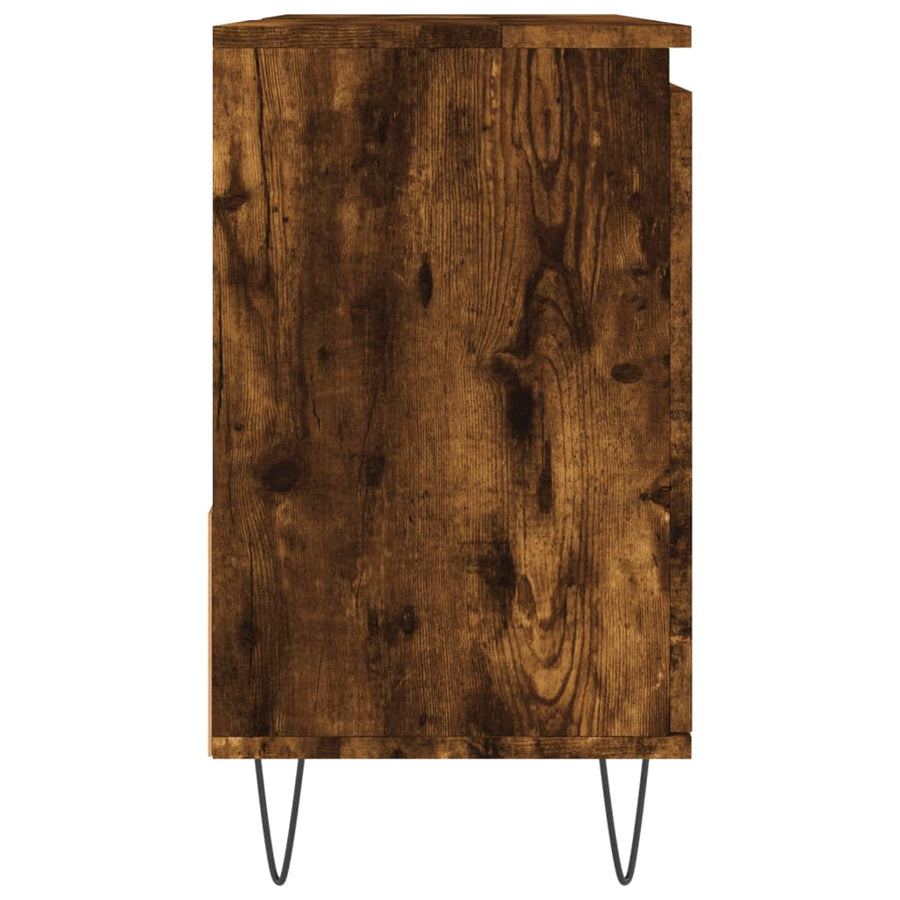 Badkamerkast 65X33X60 Cm Bewerkt Hout Kleurig Gerookt eiken