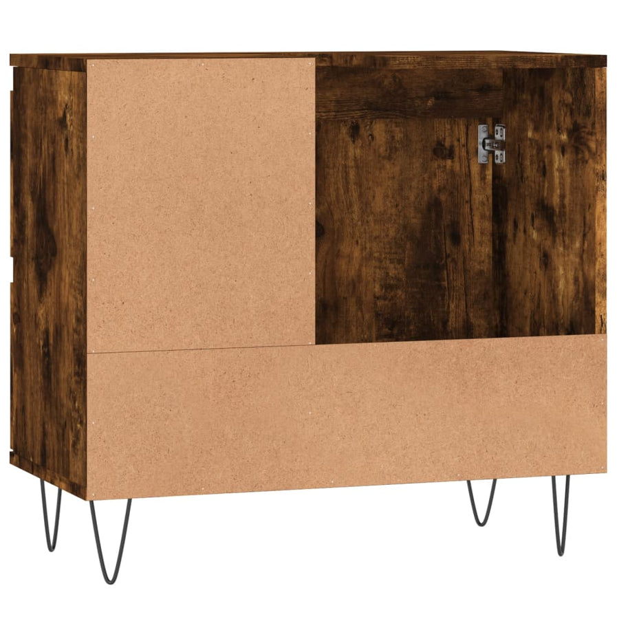 Badkamerkast 65X33X60 Cm Bewerkt Hout Kleurig Gerookt eiken