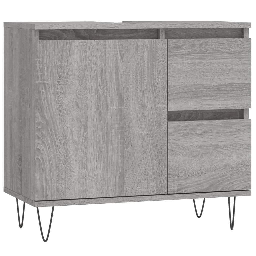 Badkamerkast 65X33X60 Cm Bewerkt Hout Eikenkleurig Grijs sonoma
