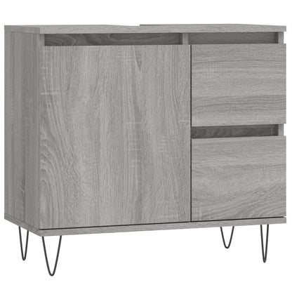Badkamerkast 65X33X60 Cm Bewerkt Hout Eikenkleurig Grijs sonoma