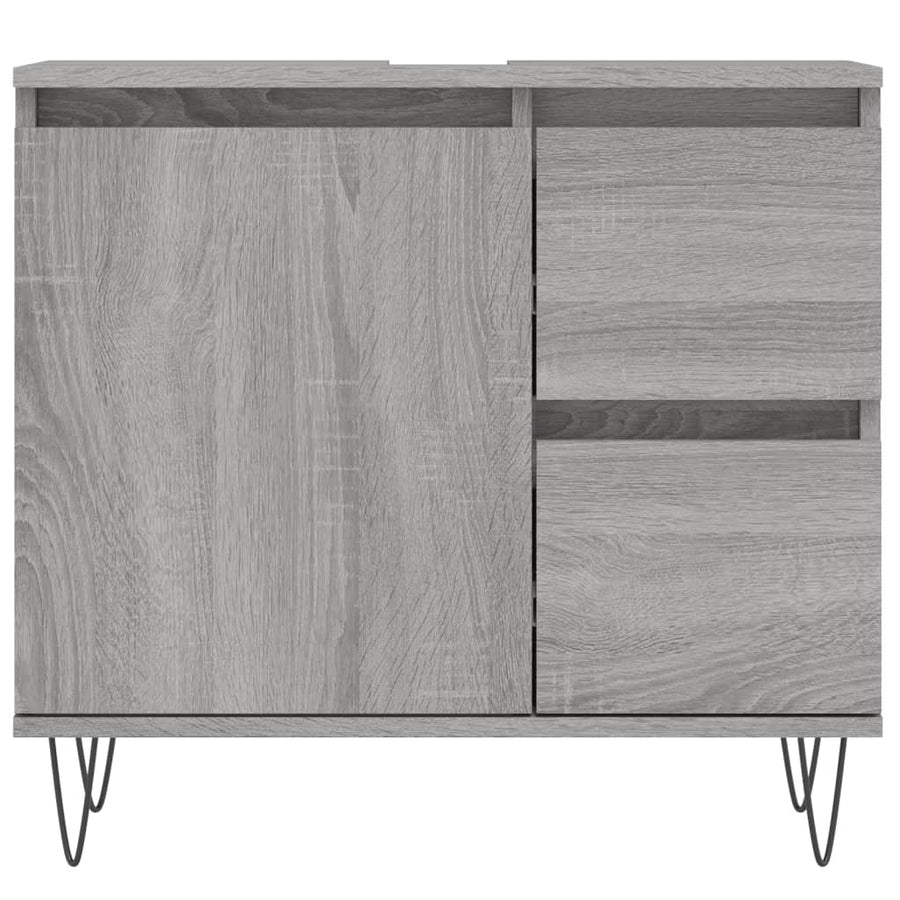 Badkamerkast 65X33X60 Cm Bewerkt Hout Eikenkleurig Grijs sonoma