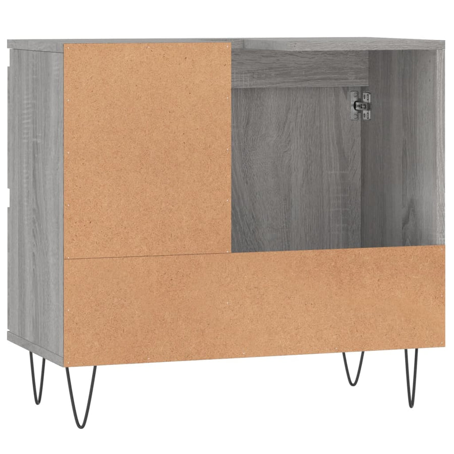 Badkamerkast 65X33X60 Cm Bewerkt Hout Eikenkleurig Grijs sonoma